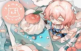 空条杏梨Q版人物与甜品食物团练（高清画质带课件）