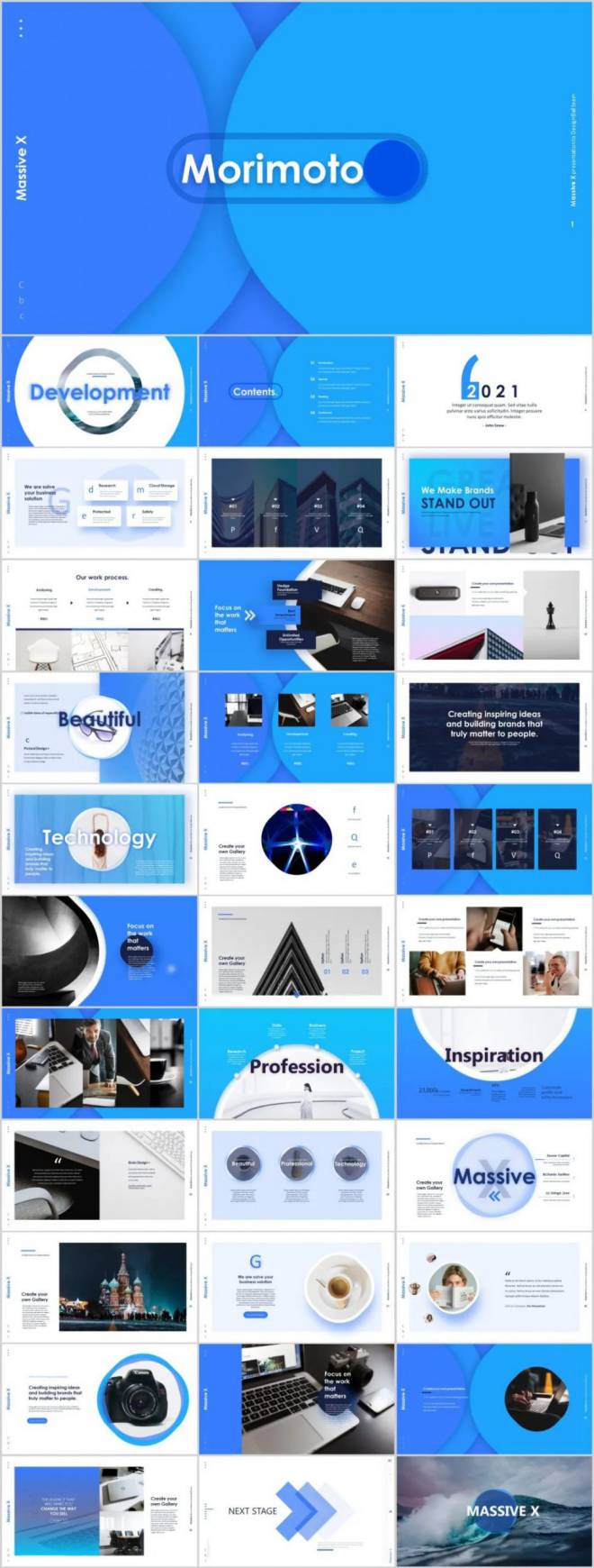 PPT模板-渐变时尚高级线条设计克莱因蓝模板