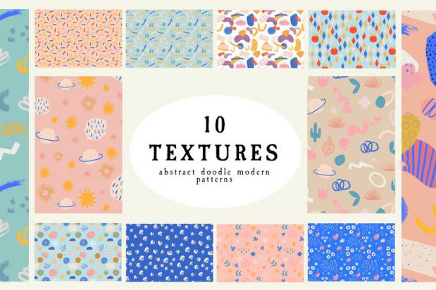 背景素材-抽象涂鸦手绘插画图案的背景图片素材