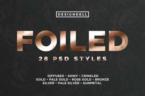 文字效果-样式模板-金属箔片质感纹理效果PS样式模板