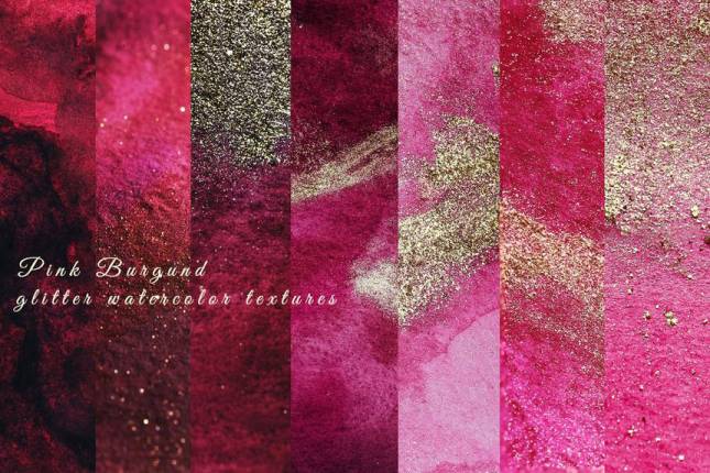 PNG素材-粉红色水彩金色纹理背景图PNG素材