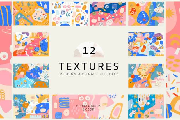 背景素材-手绘抽象卡通几何拼贴插画图案矢量背景图素材