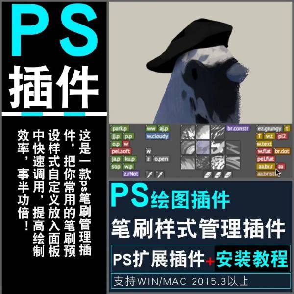 PS笔刷-PS笔刷管理插件神器，快速提高你的绘制效率（Brusherator）