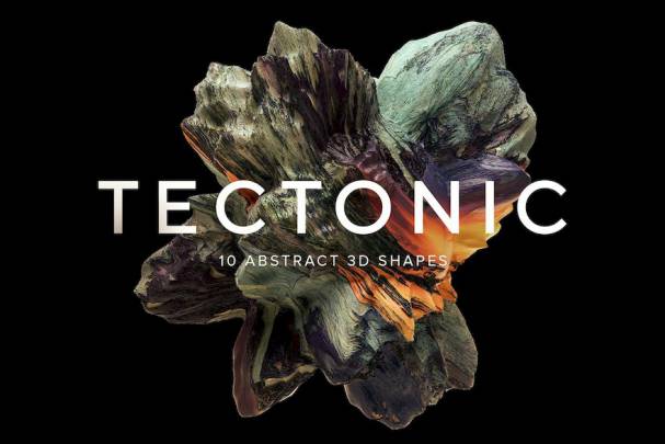 PS笔刷-抽象3D矿石石头纹理PS笔刷资源下载