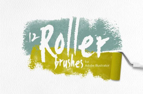 AI笔刷-水彩油漆滚筒艺术绘画效果的Illustrator笔刷素材