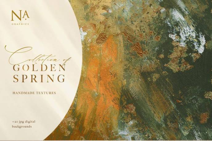 背景素材-金色丙烯酸颜料画纹理背景图片素材