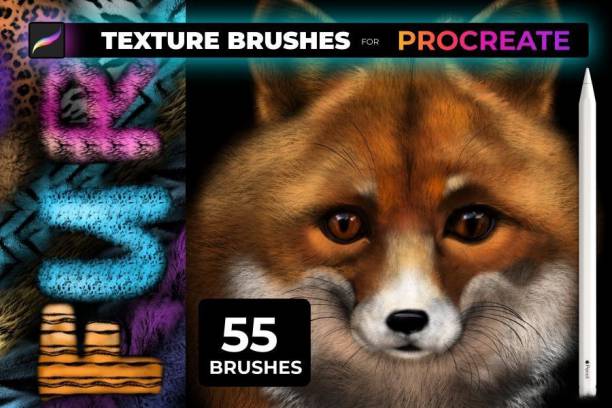 Procreate笔刷-动物皮毛纹理效果插画笔刷素材