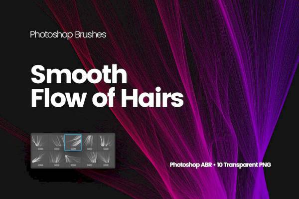 PS笔刷-渐变色发丝线条PS笔刷合集下载
