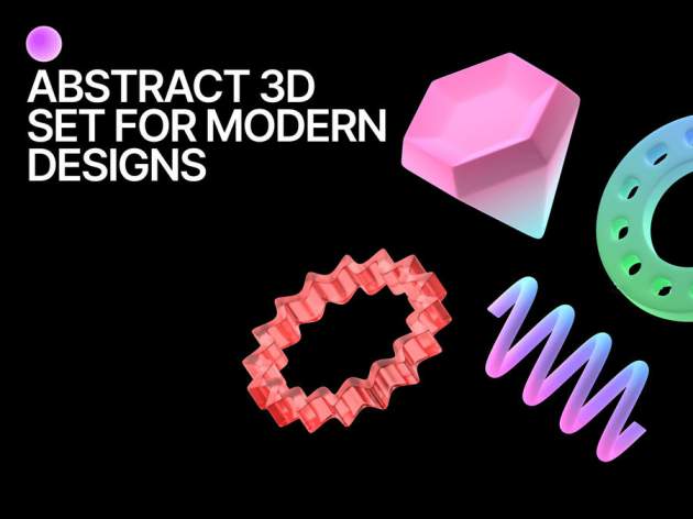 PNG素材-抽象3D立体几何形状PNG素材合集