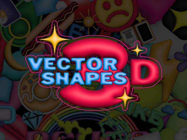 PNG素材-50款创意复古3D立体ai矢量形状插画元素素材