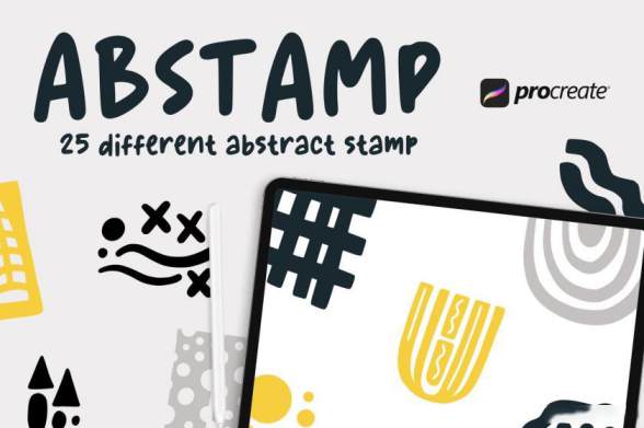 Procreate笔刷-抽象装饰性简笔画印章图案笔刷素材