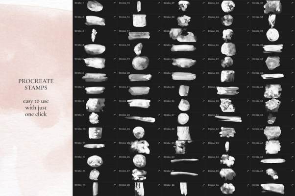 Procreate笔刷-457款抽象水彩图案Procreate笔刷素材