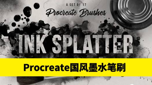 Procreate笔刷-17款国风墨水飞溅效果素描绘画画笔Procreate笔刷