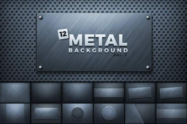 背景素材-金属钢板纹理边框背景图片素材