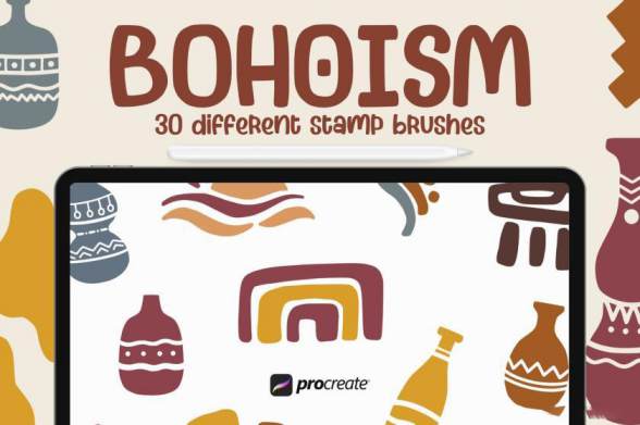 Procreate笔刷-波西米亚风图案笔刷素材资源