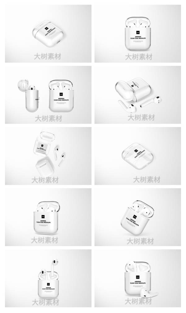 样机模板-耳机透明保护壳多角度效果展示VI提案智能贴图样机PSD设计素材