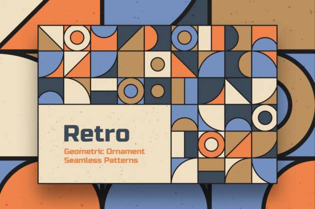 背景素材-复古几何装饰图案的无缝拼接背景图素材