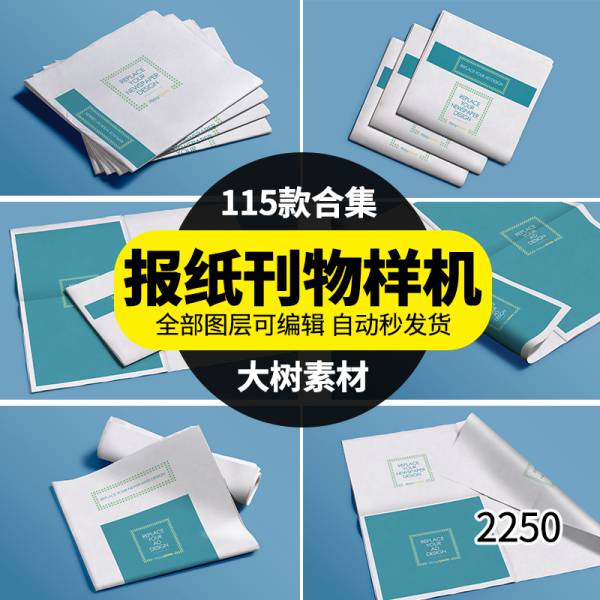 样机模板-报纸刊物设计展示PS样机效果图VI智能贴图mockups模板PSD素材