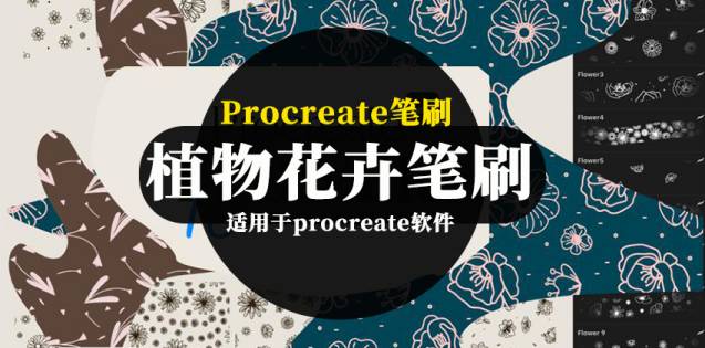Procreate笔刷-植物花卉铅笔图案水彩笔刷素材资源合集