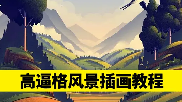 插画教程-想学高逼格风景插画？这套资源就够了含教程、素材、笔刷