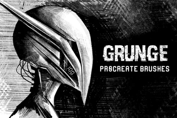 Procreate资源-Grunge污渍草图效果笔刷素材资源