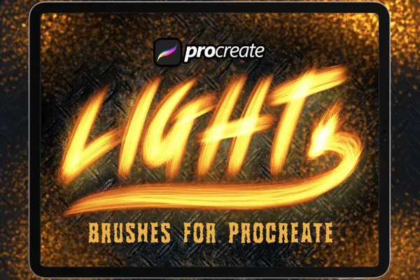 Procreate资源-金色粗糙边缘发光画笔效果笔刷