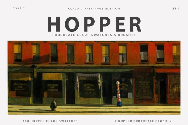 Procreate资源-霍普 (Edward Hopper)艺术水彩油画笔刷和色卡