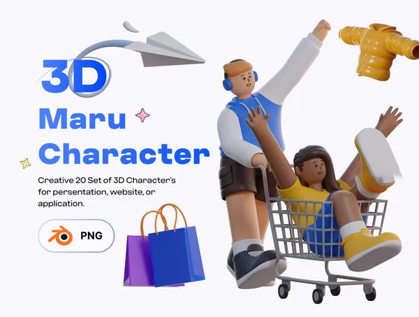 3D图标-3D人物角色UI设计插画模型PNG素材