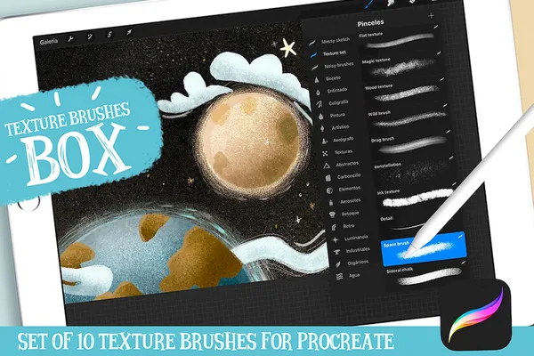 Procreate资源-涂抹颗粒噪点肌理效果笔刷素材下载