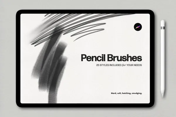 Procreate资源-手绘基础铅笔素描效果笔刷素材资源