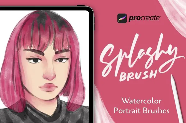 Procreate资源-人像素描水彩纹理插画笔刷套装素材资源
