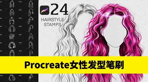 Procreate资源-Procreate笔刷女性发型Procreate印章笔刷