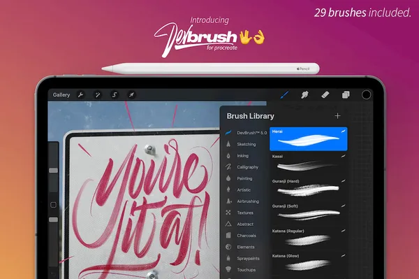 Procreate资源-手写书法墨水艺术字体笔刷素材下载