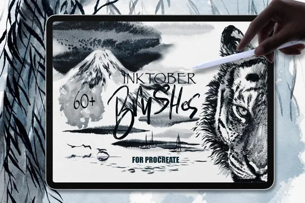Procreate资源-中国水墨毛笔画笔刷素材资源