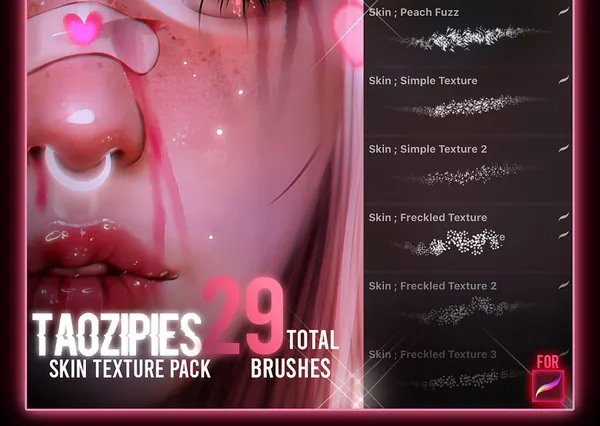 Procreate资源-漫画人物脸部皮肤纹理毛孔笔刷素材