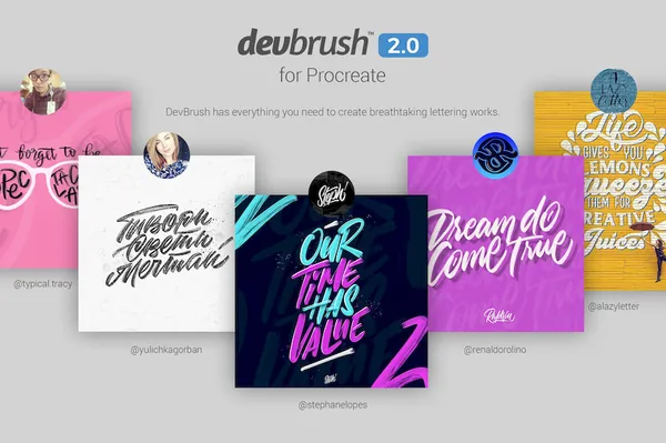 Procreate资源-DevBrush2.0手写艺术字体笔刷素材