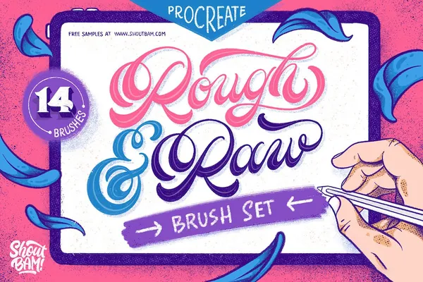 Procreate资源-粗糙感铅笔线条艺术笔刷素材资源