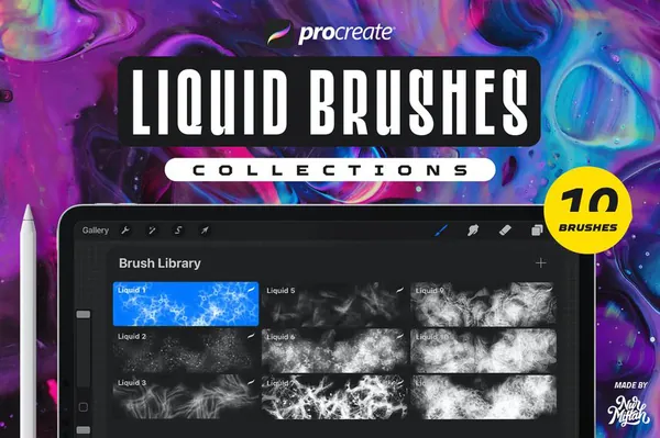 Procreate资源-流动的液体图案Procreate笔刷素材