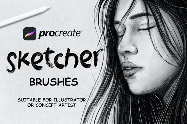 Procreate资源-手绘铅笔草图设计稿纹理笔刷素材资源