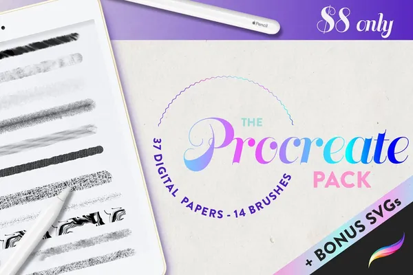 Procreate资源-大理石水彩纹理和万圣节主题笔刷素材包