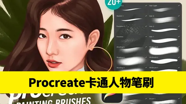 Procreate资源-20款卡通人物绘画Procreate纹理笔刷