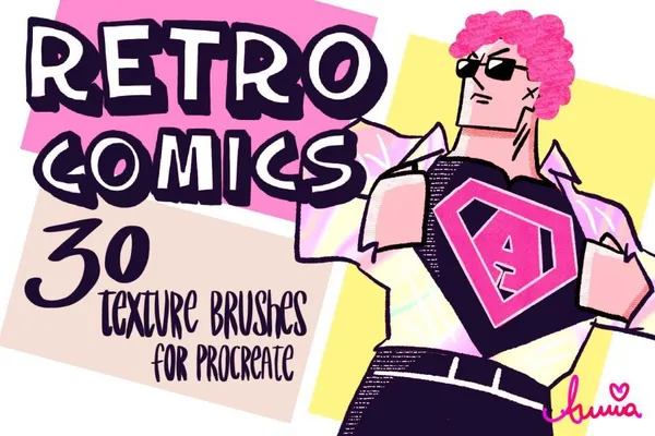 Procreate资源-复古漫画海报画报纹理笔刷素材