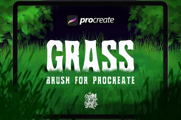 Procreate笔刷-绿植绿草草坪绘制Procreate图案笔刷素材