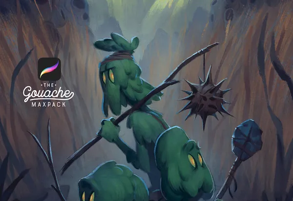 Procreate资源-水粉铅笔混合颜料笔刷Gouache MaxPack