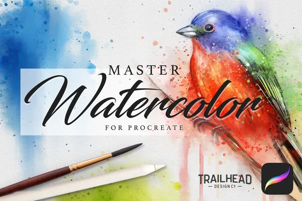 Procreate资源-逼真自然水彩鹦鹉纹理笔刷素材