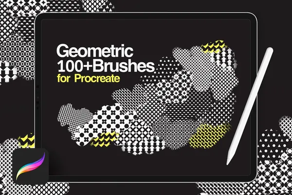 Procreate笔刷-160款几何图案procreate纹理背景笔刷下载