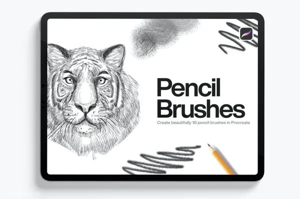 Procreate资源-10款铅笔画笔素描笔刷素材
