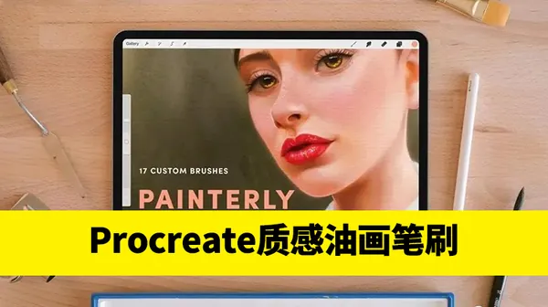 Procreate资源-17款逼真纹理质感油画绘画效果画笔Procreate笔刷