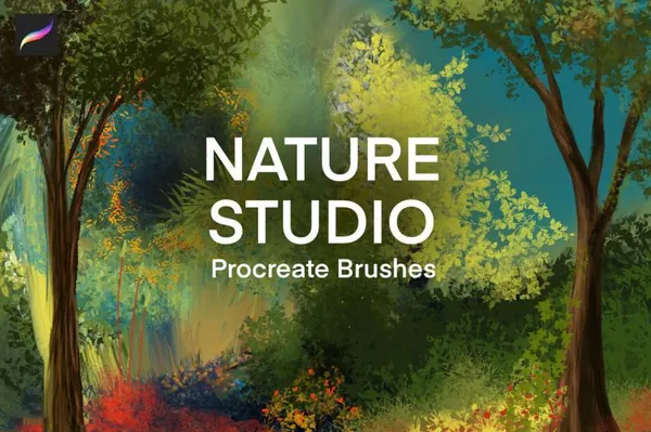 Procreate资源-植物树叶自然风景画笔刷素材资源