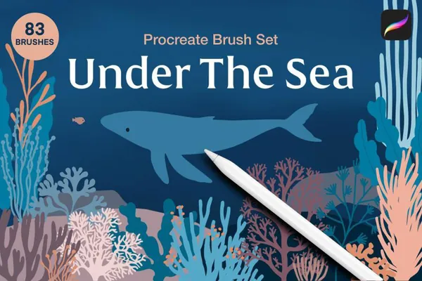 Procreate资源-海底世界海洋生物海藻类图案笔刷